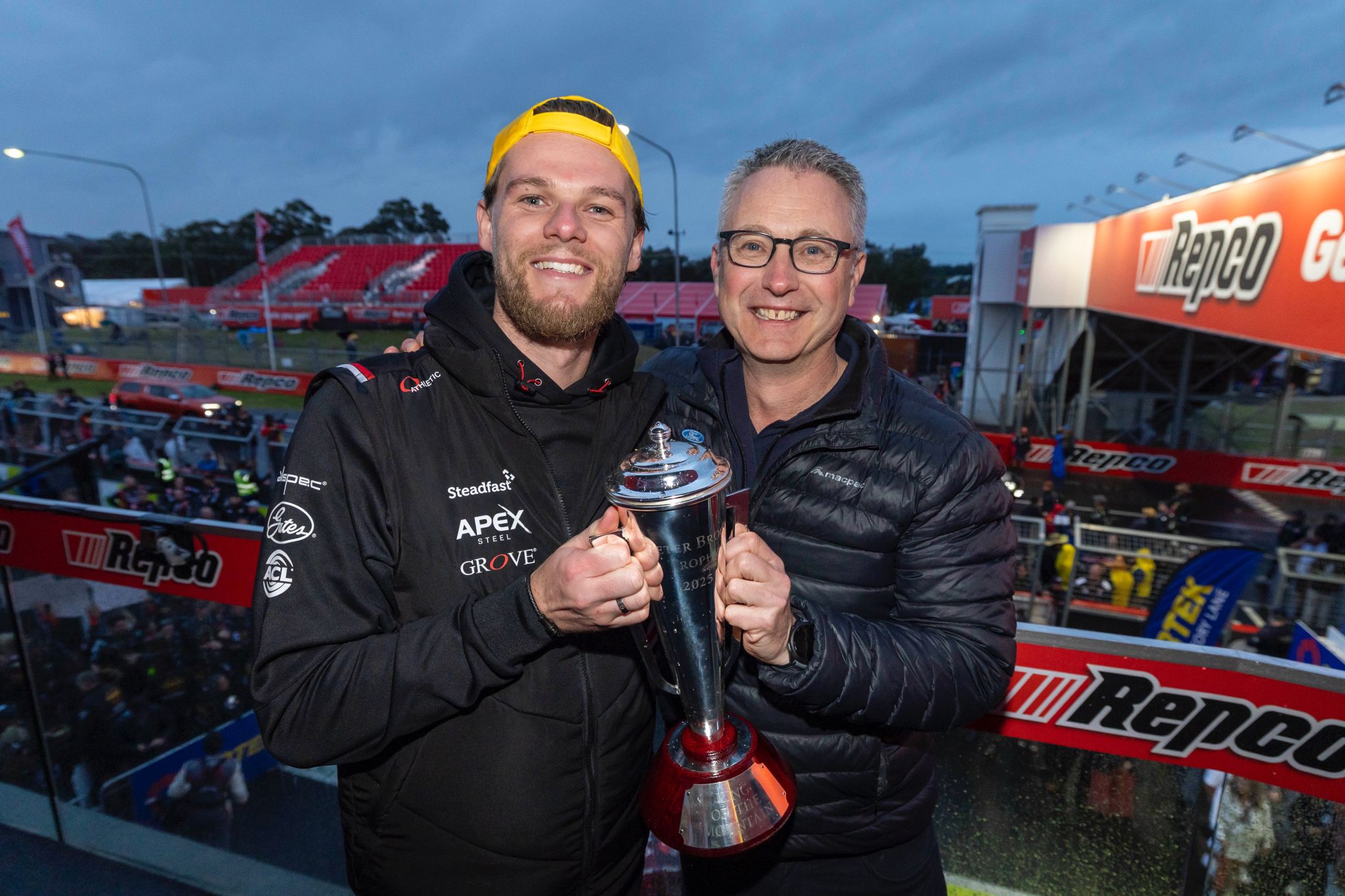 Grove Racing’s Brenton Grove and Andrew Birkic celebrating